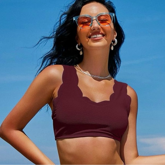 NWT Zaful Women Swimsuits Back Lace Up Size Small (4 )Color  Red Wine - Picture 1 of 8